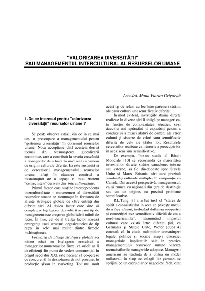 Volumul II, Management Intercultural