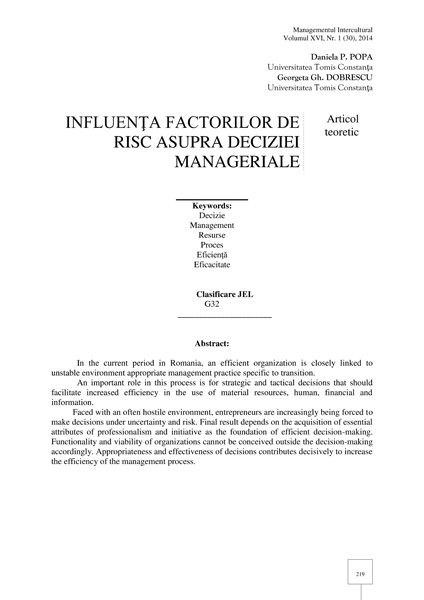 Volumul XVI, Management Intercultural