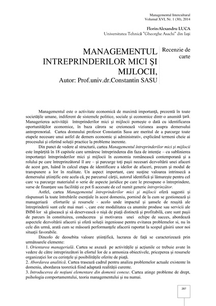Volumul XVI, Management Intercultural