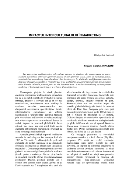 Volumul IV, Management Intercultural